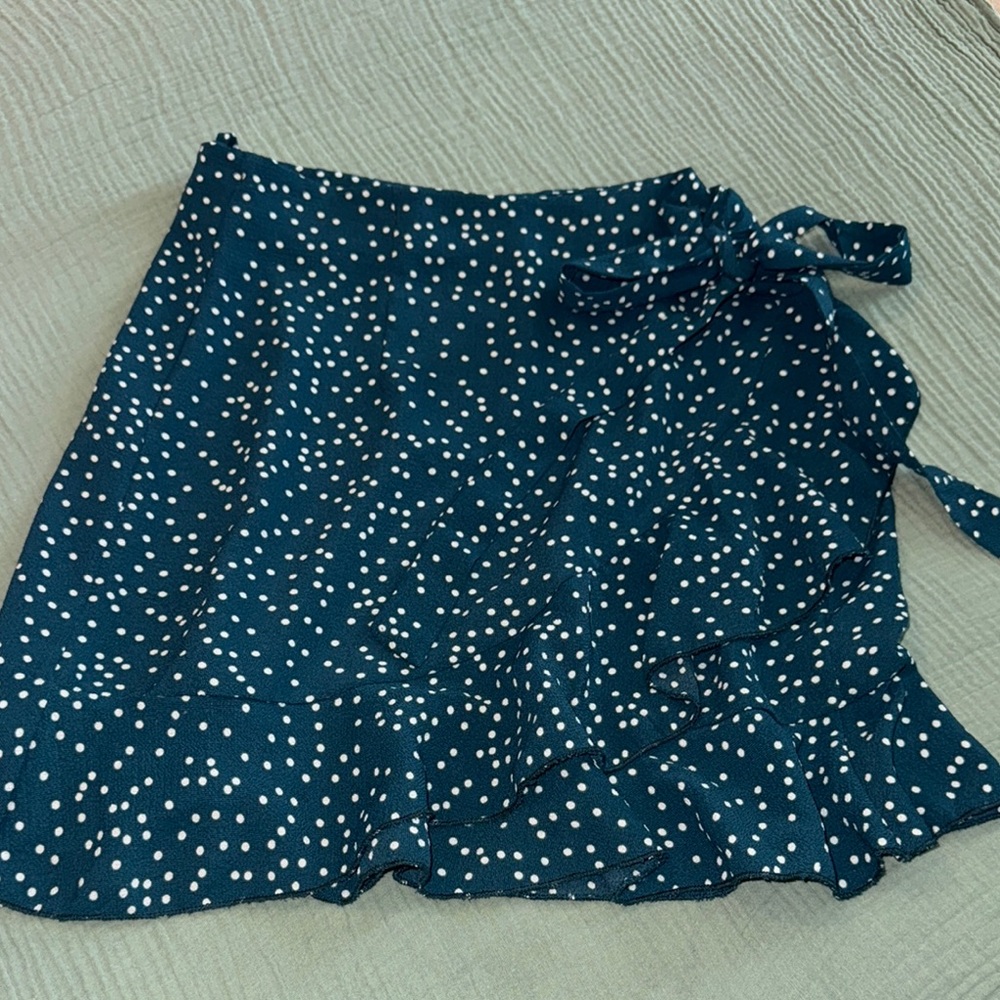 Polka Dot Wrap Skirt - Teal